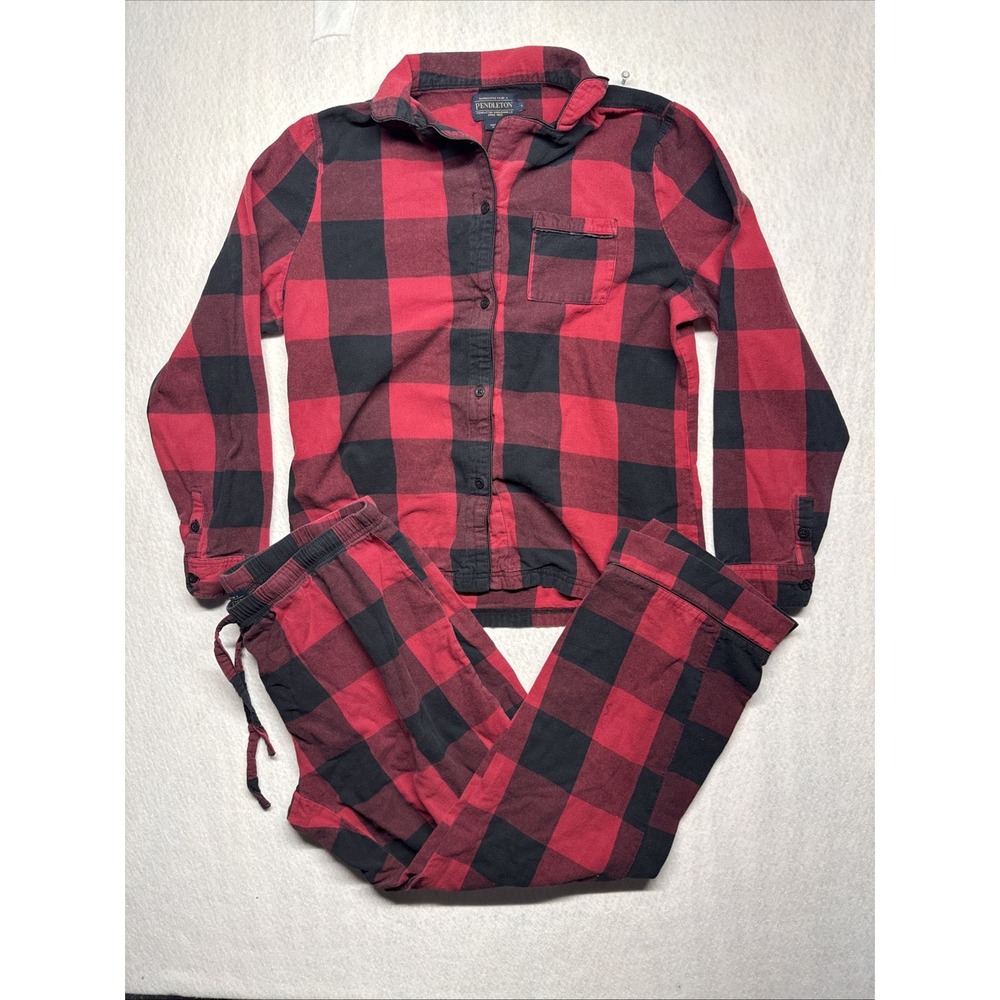 Pendleton Cotton Flannel Pajama/Lounge Set~Red/Black Plaid~ Large